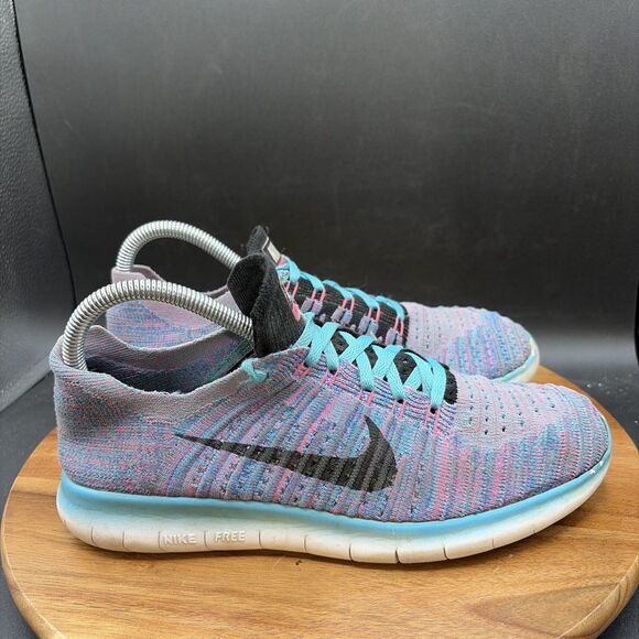 Nike Free RN Flyknit Motion Women’s Size 8.5 Running Shoes Purple Gamma Blue - Picture 3 of 8